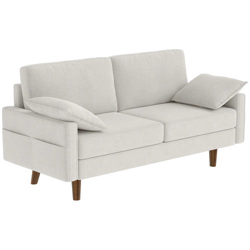 3 Seater Sofa, Velvet Upholstered Couch, Cream White