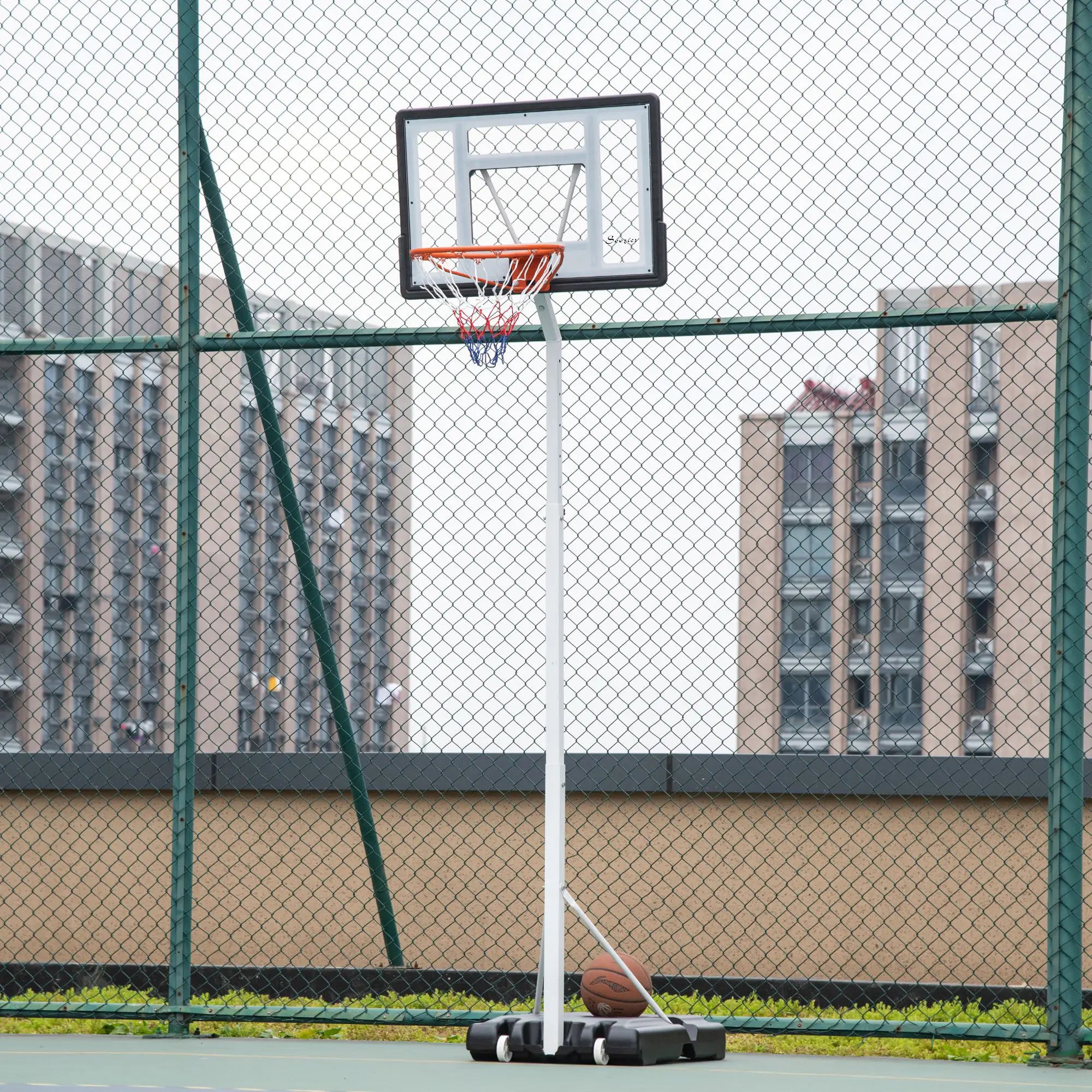 Portable Basketball Hoop, 7ft-8.5ft Adjustable with Wheels, 32.3