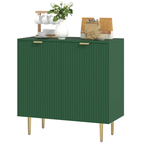 Modern Kitchen Cabinet, Adjustable Shelves, Metal Legs, Green