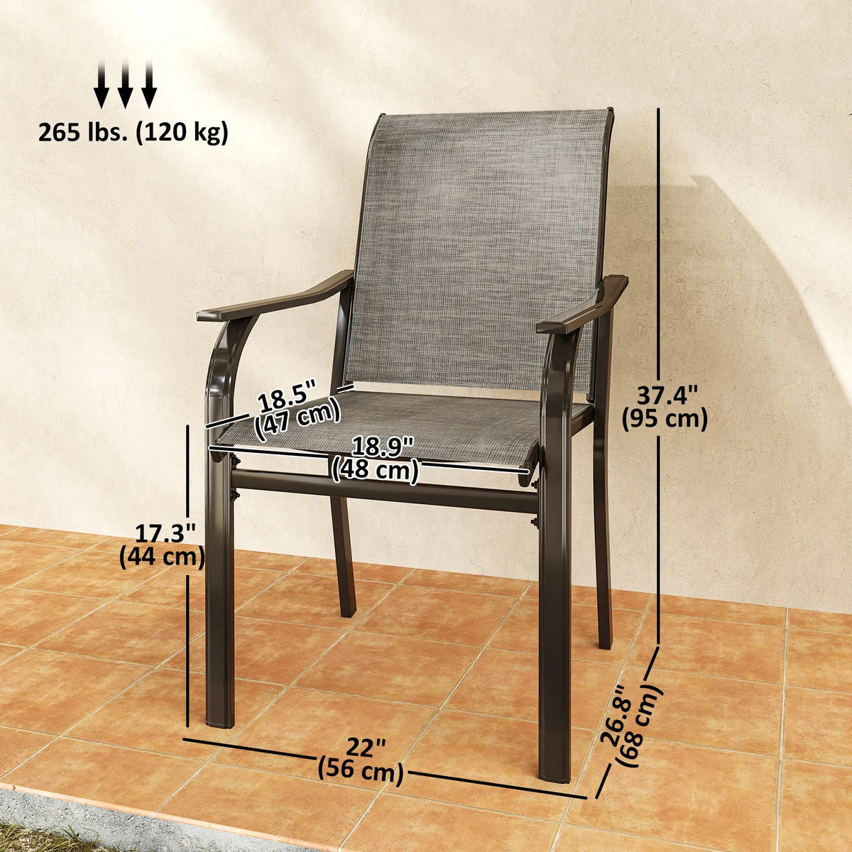 Patio Chairs Set of 2, High Backrest, for Backyard, Garden, Brown Bistro Sets at Gallery Canada