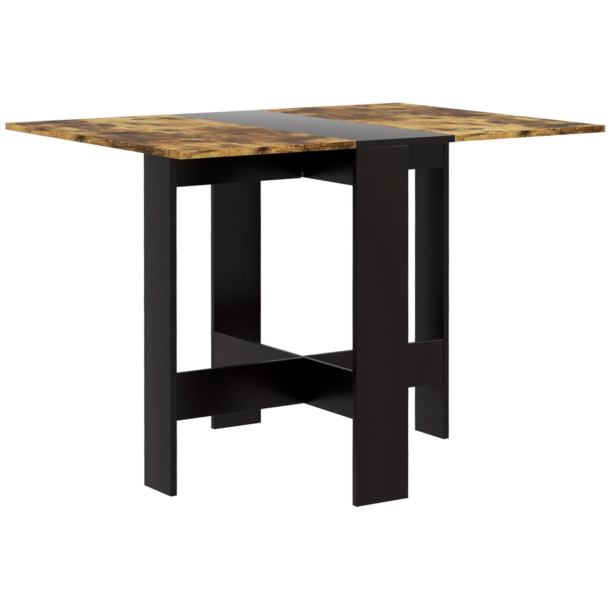 Drop Leaf Dining Table, Wood Folding Table, Black, Rustic Brown Bar Tables & Dining Tables Rustic Brown and Black at Gallery Canada