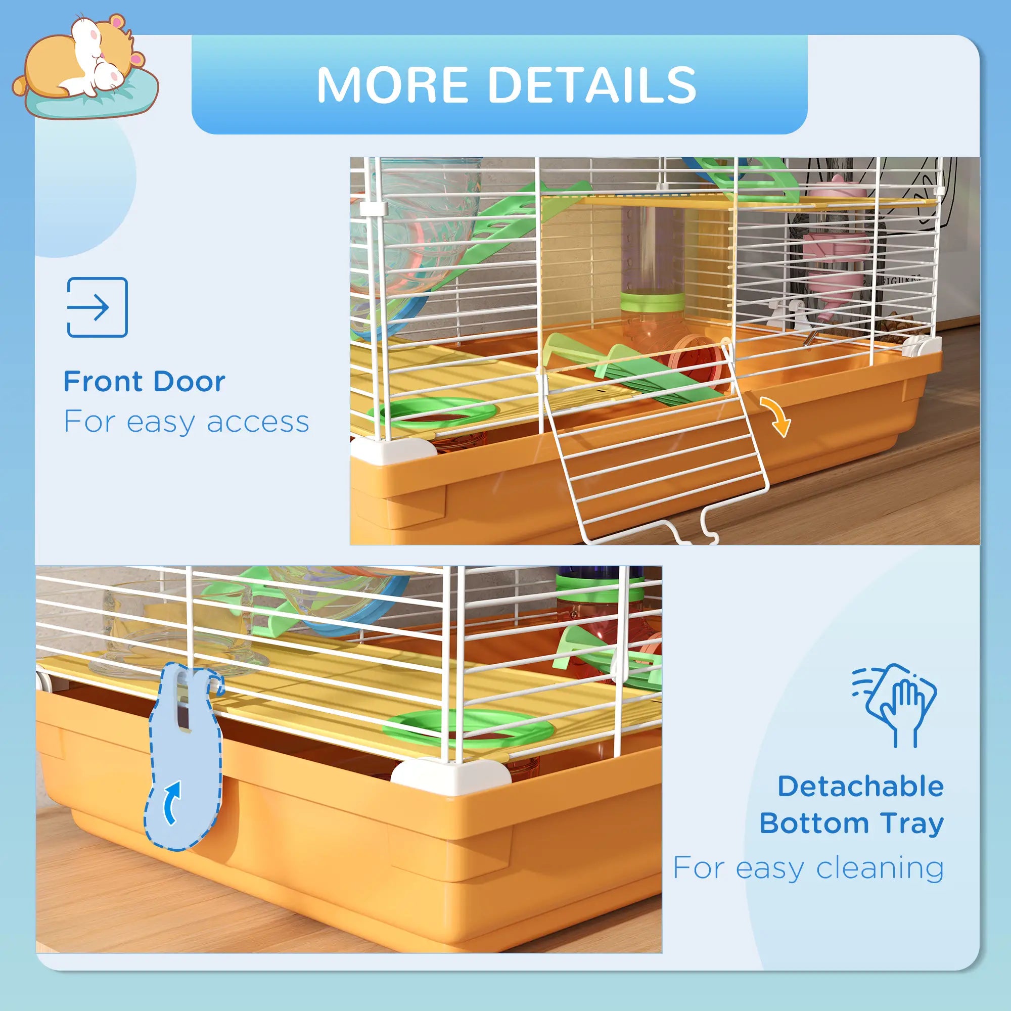 5-Tier Hamster Cage with Wheels, Tube, Water Bottle, Orange Hamster Cages at Gallery Canada