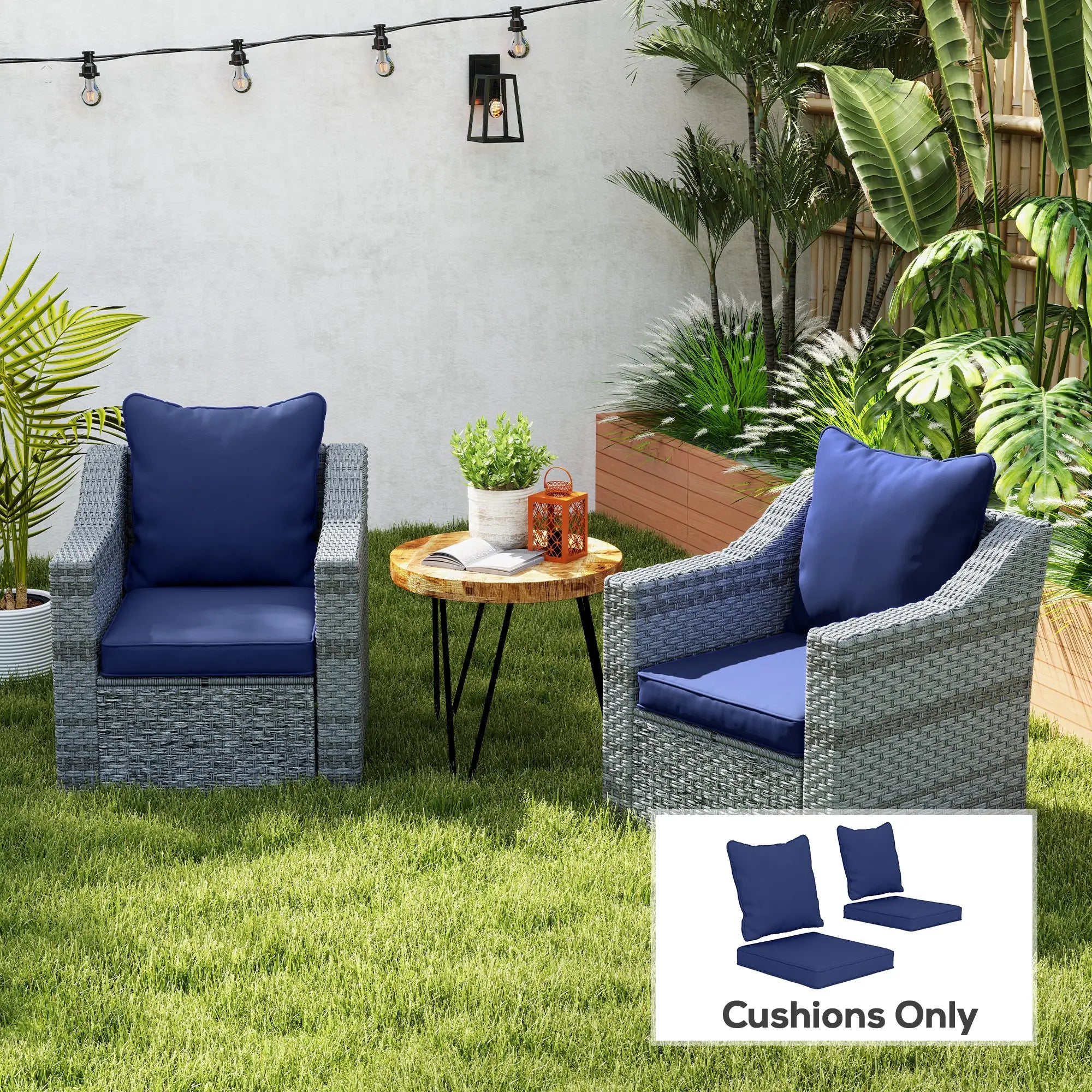 Seat Cushion Back Pillows Set of 2, Patio Chair Cushions, Dark Blue Patio Chair Cushions at Gallery Canada
