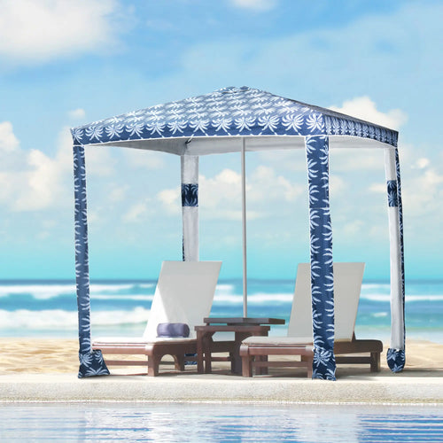 6.5' Beach Umbrella, UV50+ Sun Shade with Sandbags, Dark Blue