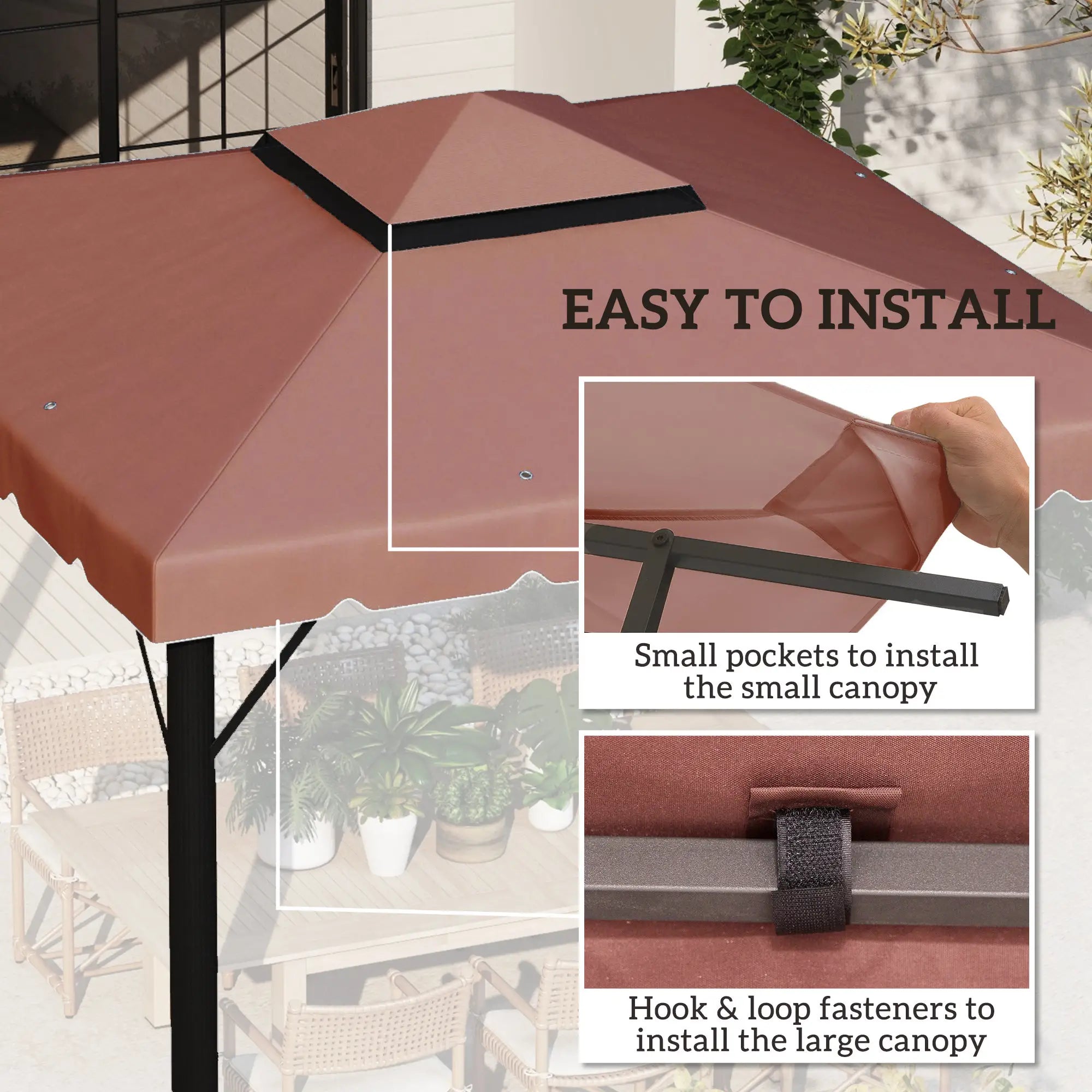 10' X 10' Gazebo Canopy Replacement, Double Vented Roof, Coffee Gazebo Canopy Replacement at Gallery Canada