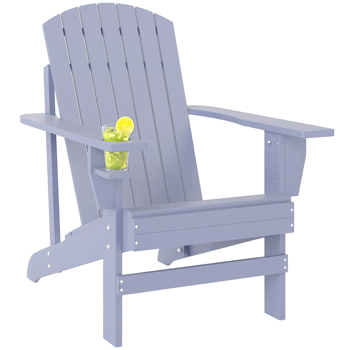 Classic Adirondack Chair With Cup Holder, Grey