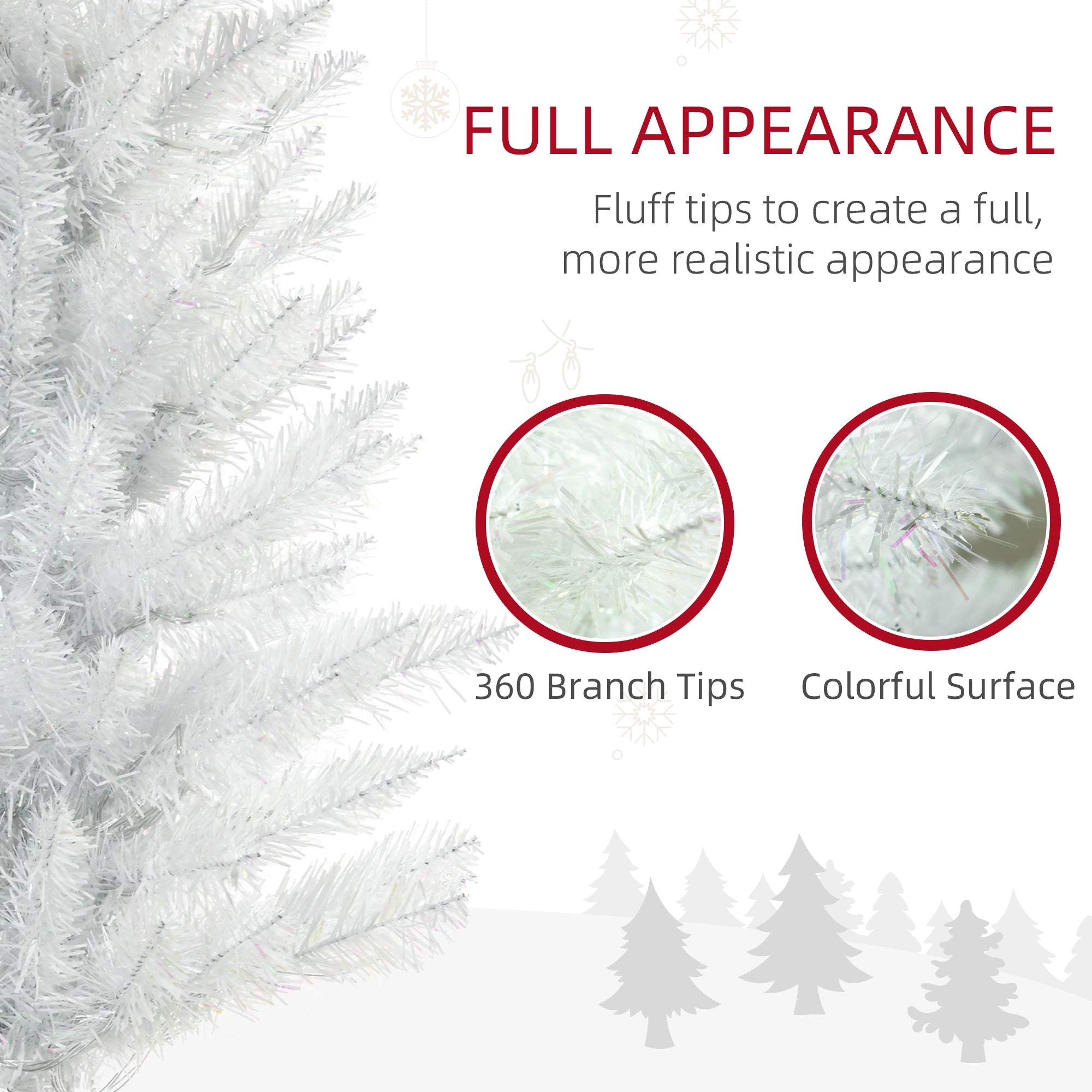 6' Pencil Artificial Christmas Tree, Colourful LED Lights, White Pencil Christmas Trees at Gallery Canada