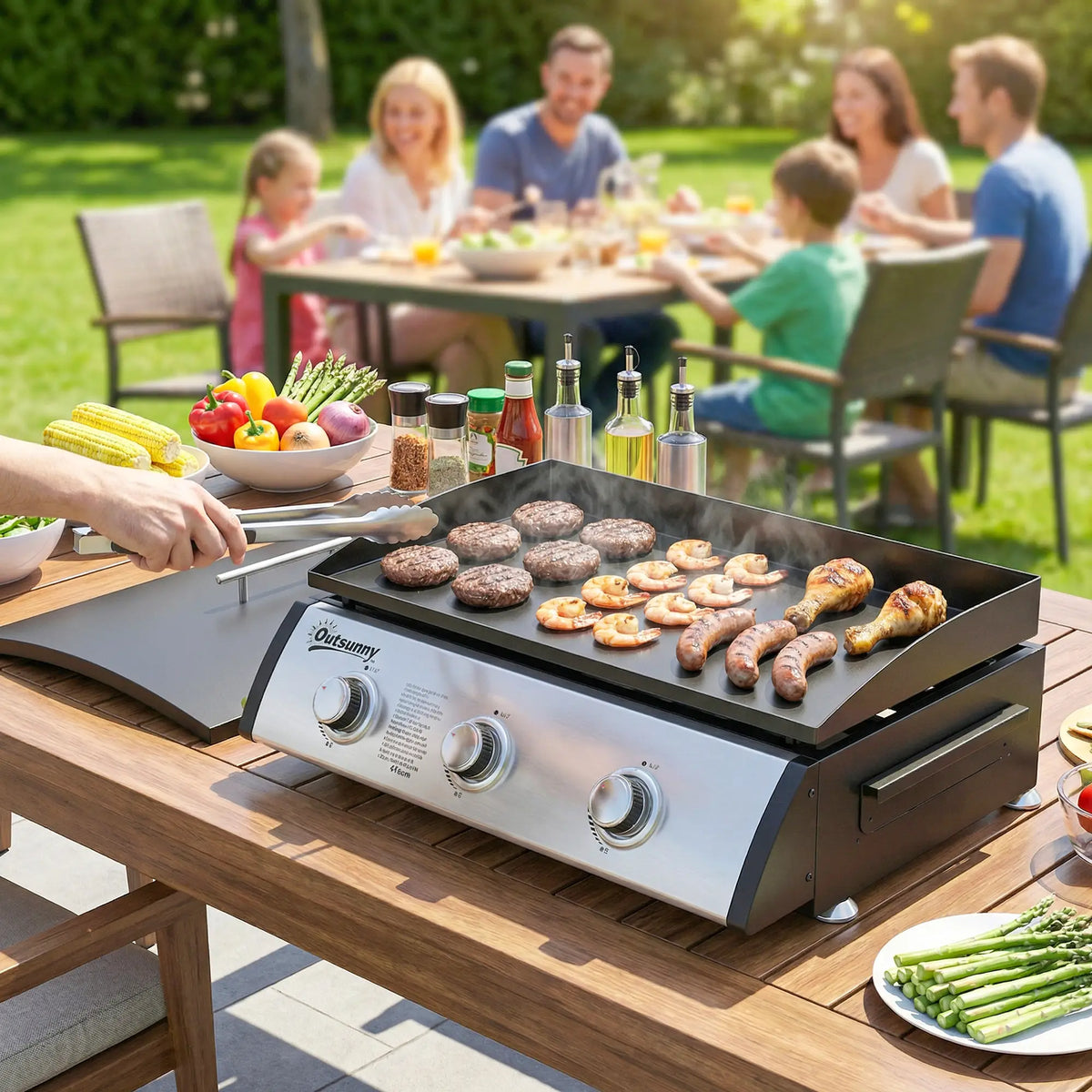 Propane Gas Grill, 3 Burners 8530 BTU, Black