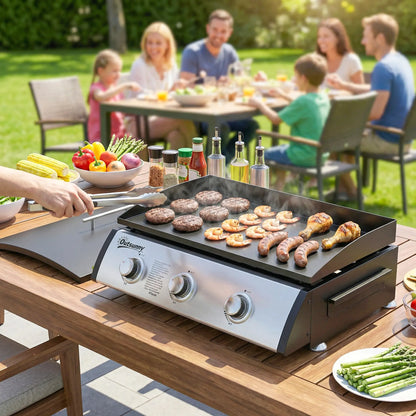 Propane Gas Grill, 3 Burners 8530 BTU, Black