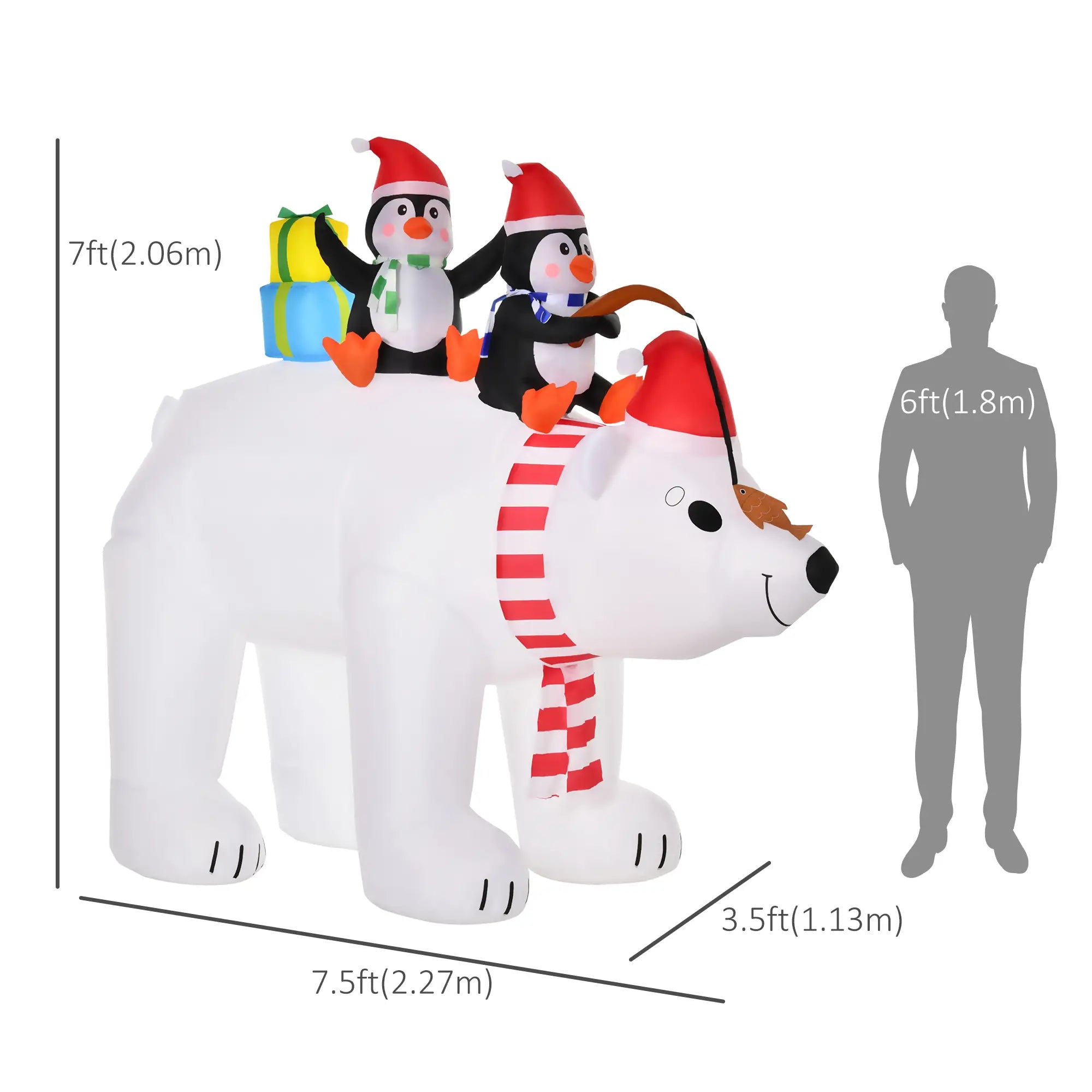 7ft Inflatable Christmas Decor, Polar Bear and Penguins, Holiday Yard Christmas Inflatables at Gallery Canada