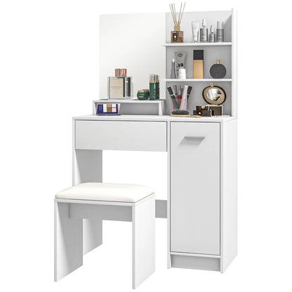 Vanity Set with Mirror, Stool, Storage Drawer, White Dressing & Vanity Tables White at Gallery Canada