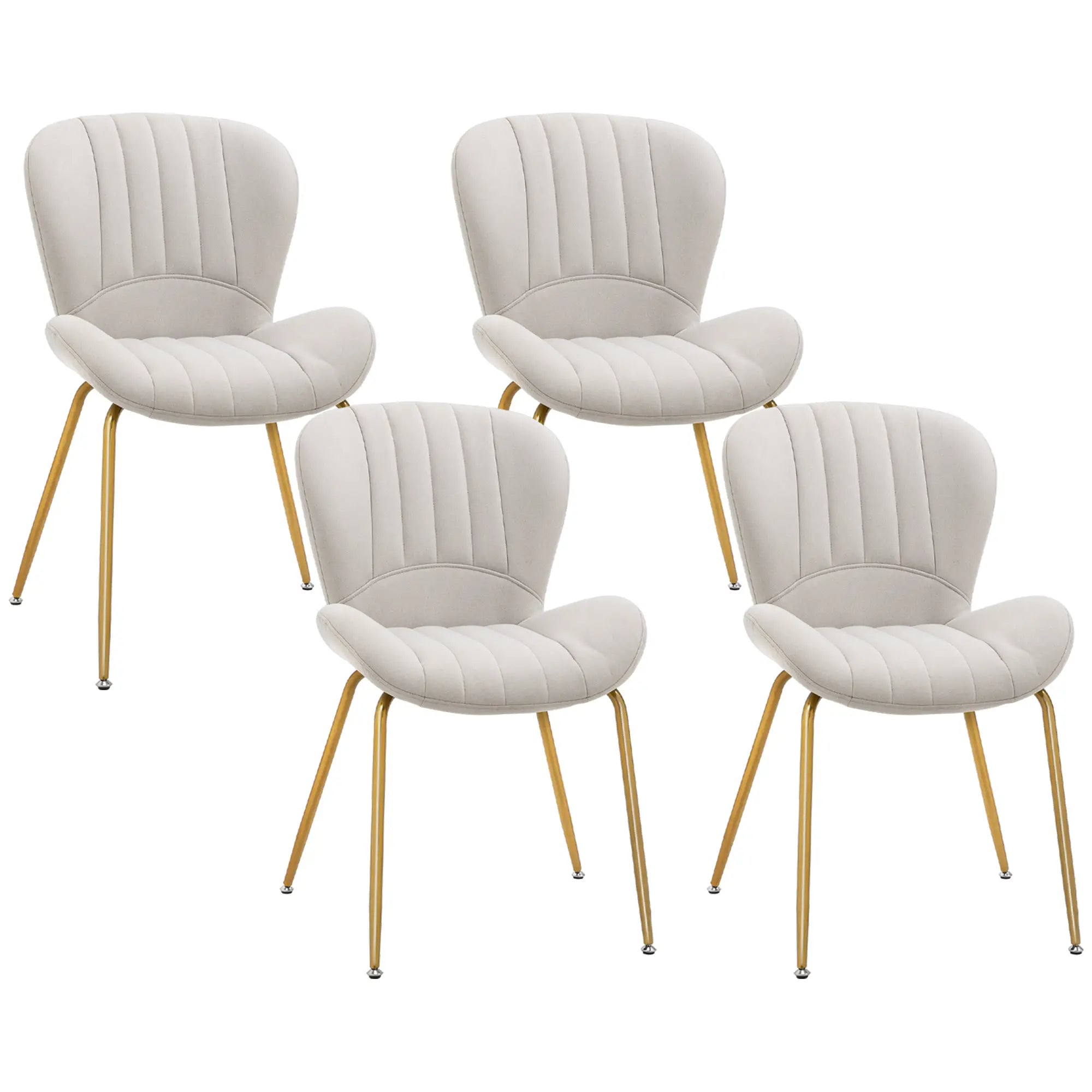 Modern Dining Chairs Set of 4, Cushioned Backrest, Cream White Dining Chairs at Gallery Canada