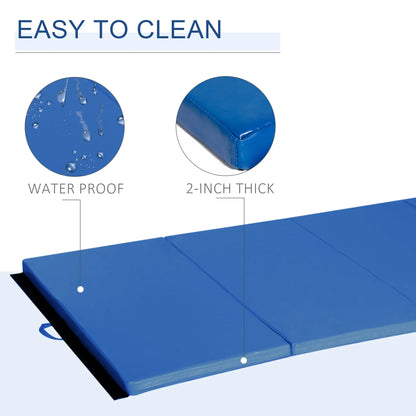 4'x8'x2" Folding Tumbling Mat, Exercise Mat With Handles, Dark Blue Gymnastics Mats at Gallery Canada