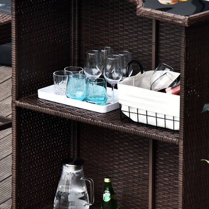 5 Pc Patio Bar Set, PE Rattan High Top Table & 4 Chairs, Dark Brown Bistro Sets at Gallery Canada