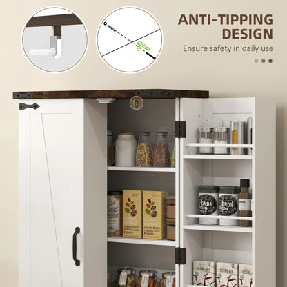 Farmhouse Kitchen Pantry Cabinet, Adjustable Shelves, White Kitchen Pantry Cabinets at Gallery Canada