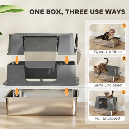 XL Stainless Litter Box With 100° Flip Top, Scoop, Dual Entry, Stainless Cat Litter Box Enclosures at Gallery Canada