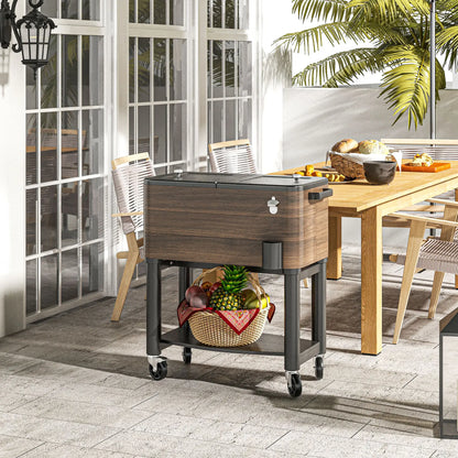 60qt Patio Cooler, Portable Outdoor Cooler with Wheels, Brown Cooler Boxes at Gallery Canada