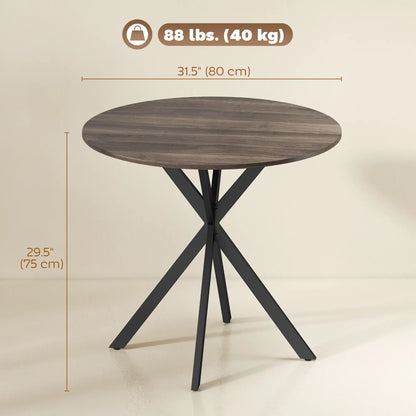 31.5" Industrial Round Dining Table, Distressed Dark Brown, Dark Brown Dining Tables at Gallery Canada