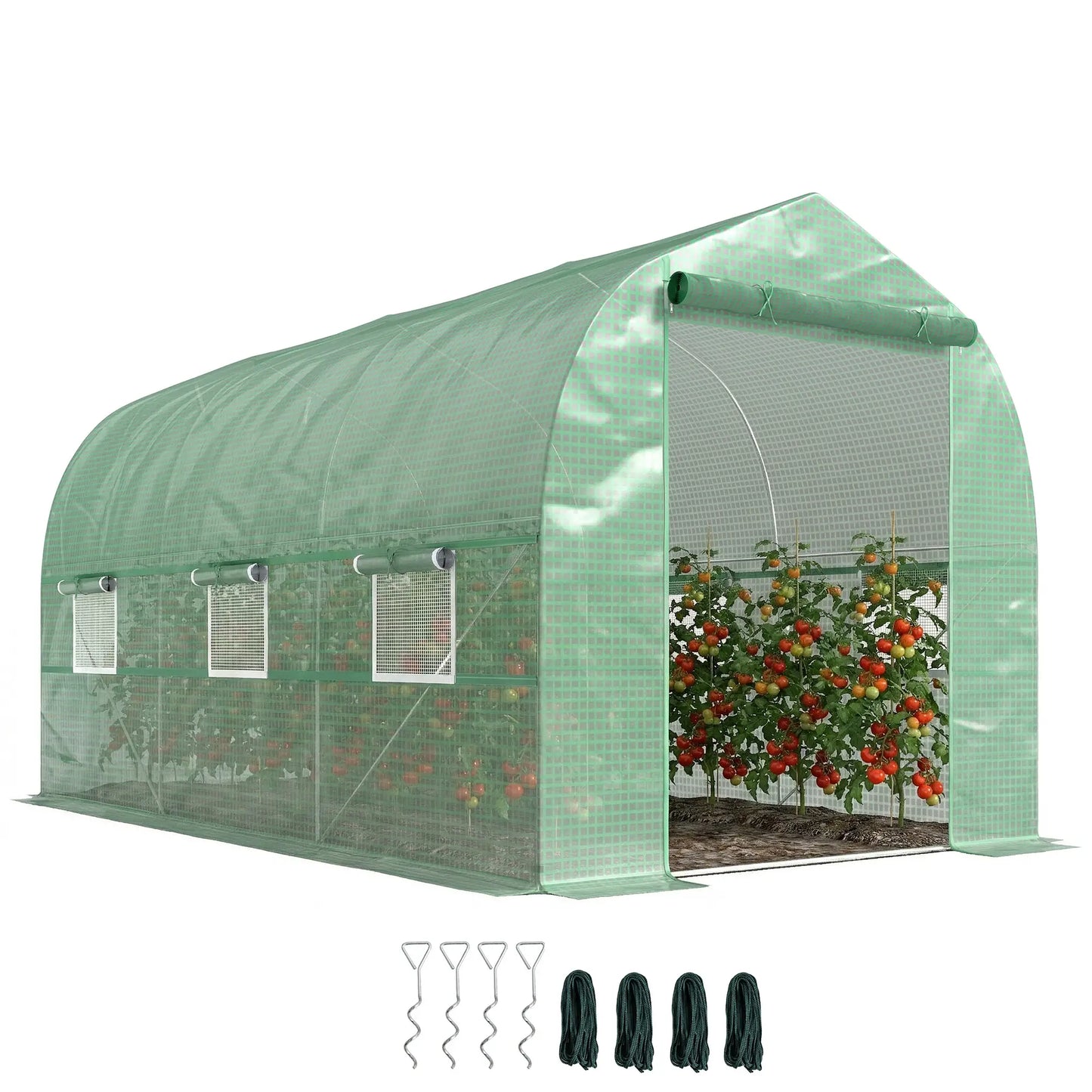 6.6' x 11' x 7' Walk-In Greenhouse, Steel Frame, Green Walk In Greenhouses at Gallery Canada