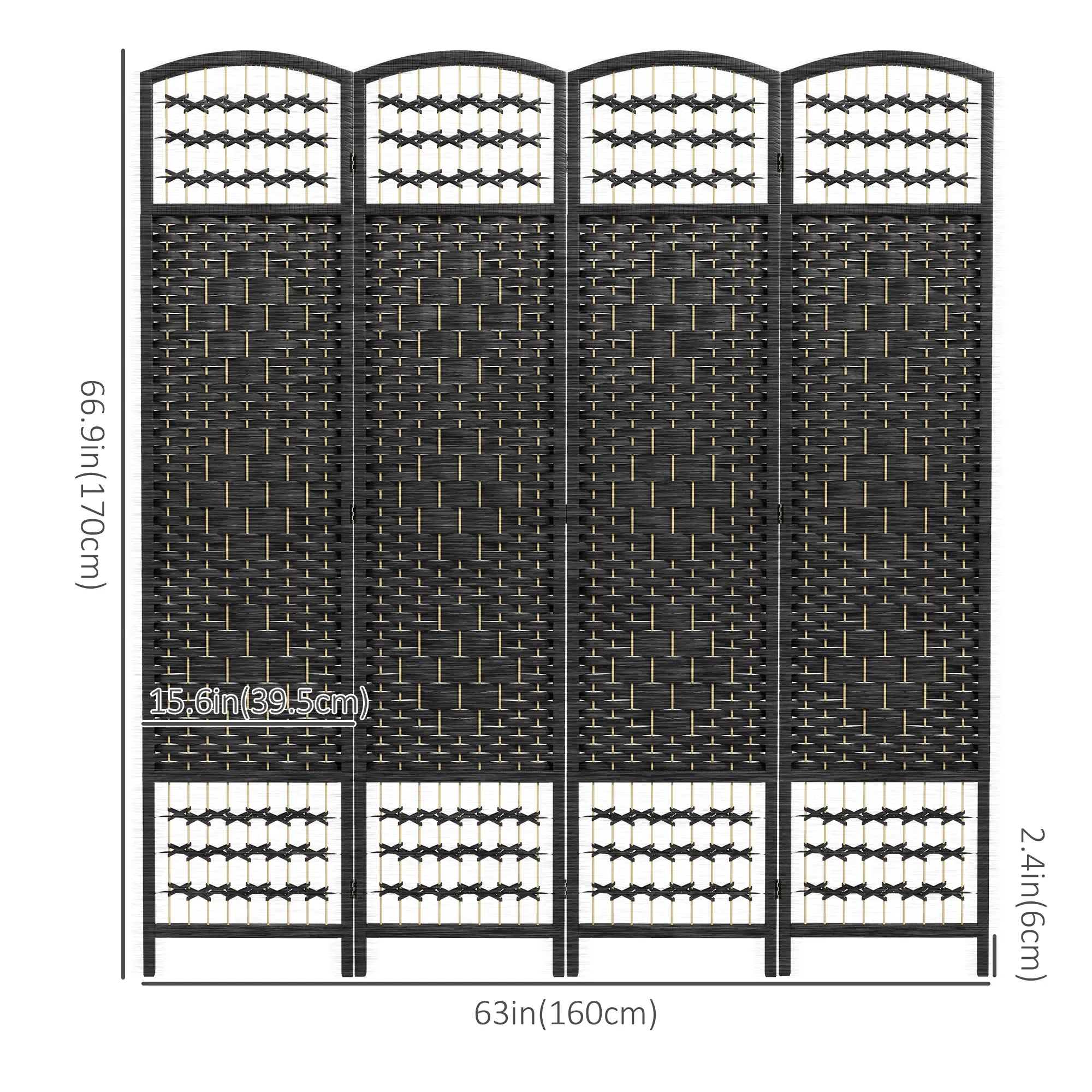 4 Panel Folding Room Divider, Portable Privacy Screen, Black Room Dividers at Gallery Canada