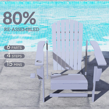 Classic Adirondack Chair With Cup Holder, Grey