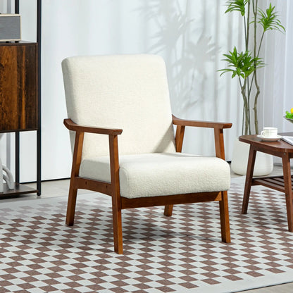 Boucle Accent Chair, Wide Seat, Thick Padding, White Accent Chairs at Gallery Canada