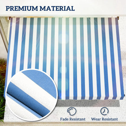 6.6'x5' Manual Retractable Patio Awning, Sun Shade, Water Resistant, Blue Door Awnings at Gallery Canada