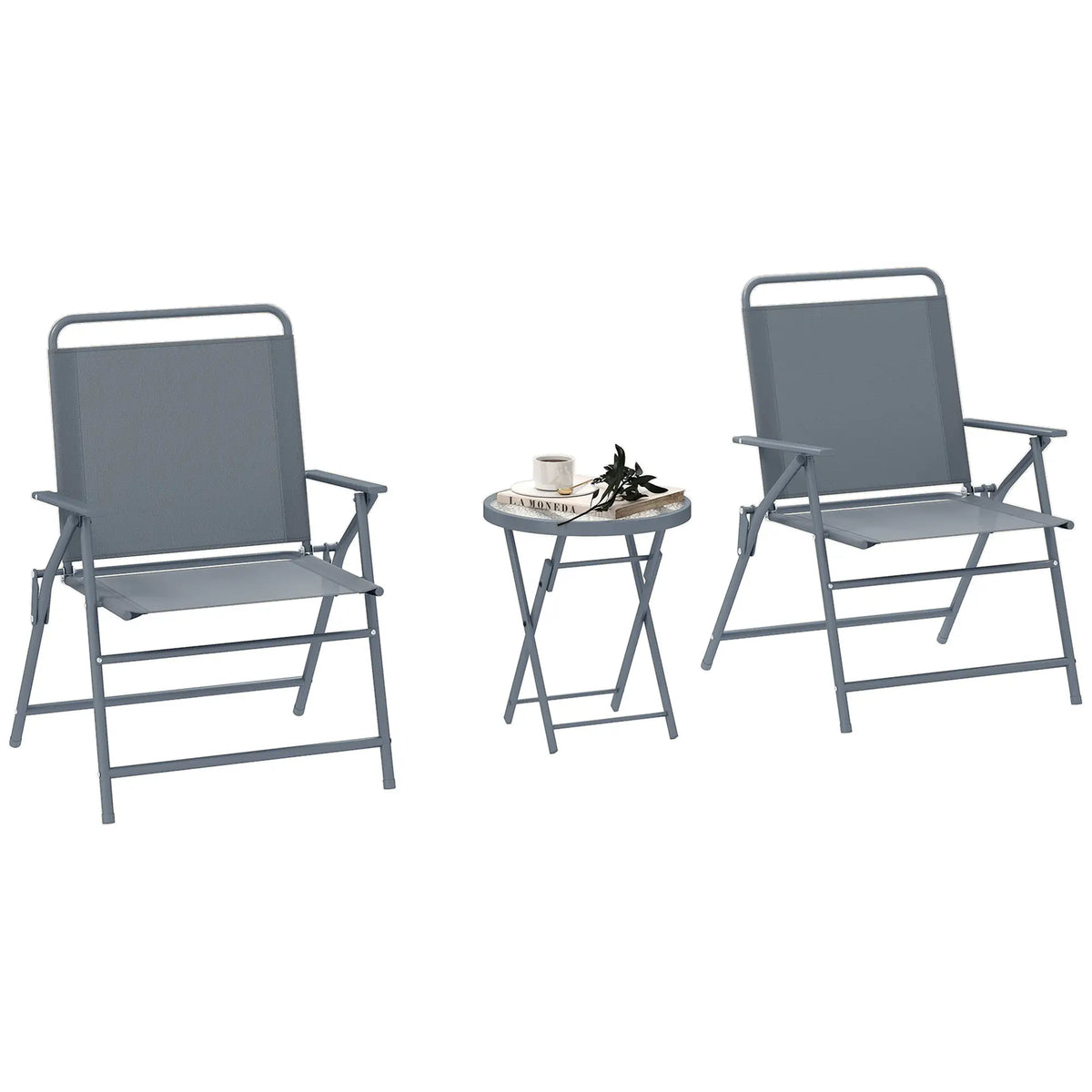 3 Pc Outdoor Bistro Set, Folding Patio Table and Chairs, Tempered Glass Tabletop Bistro Sets at Gallery Canada