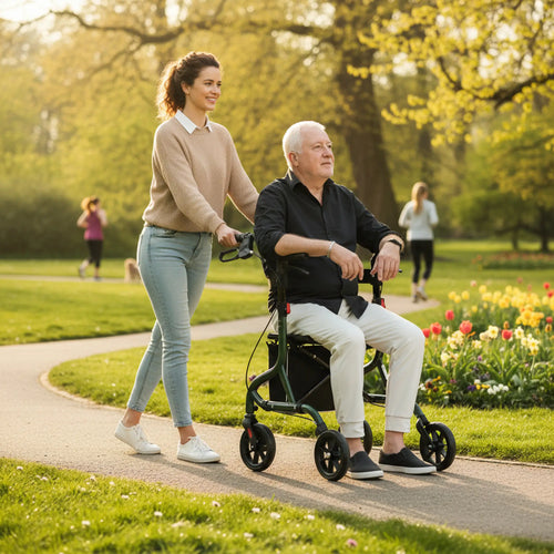 Foldable Rollator Walker With Seat, Adjustable Handles, Green
