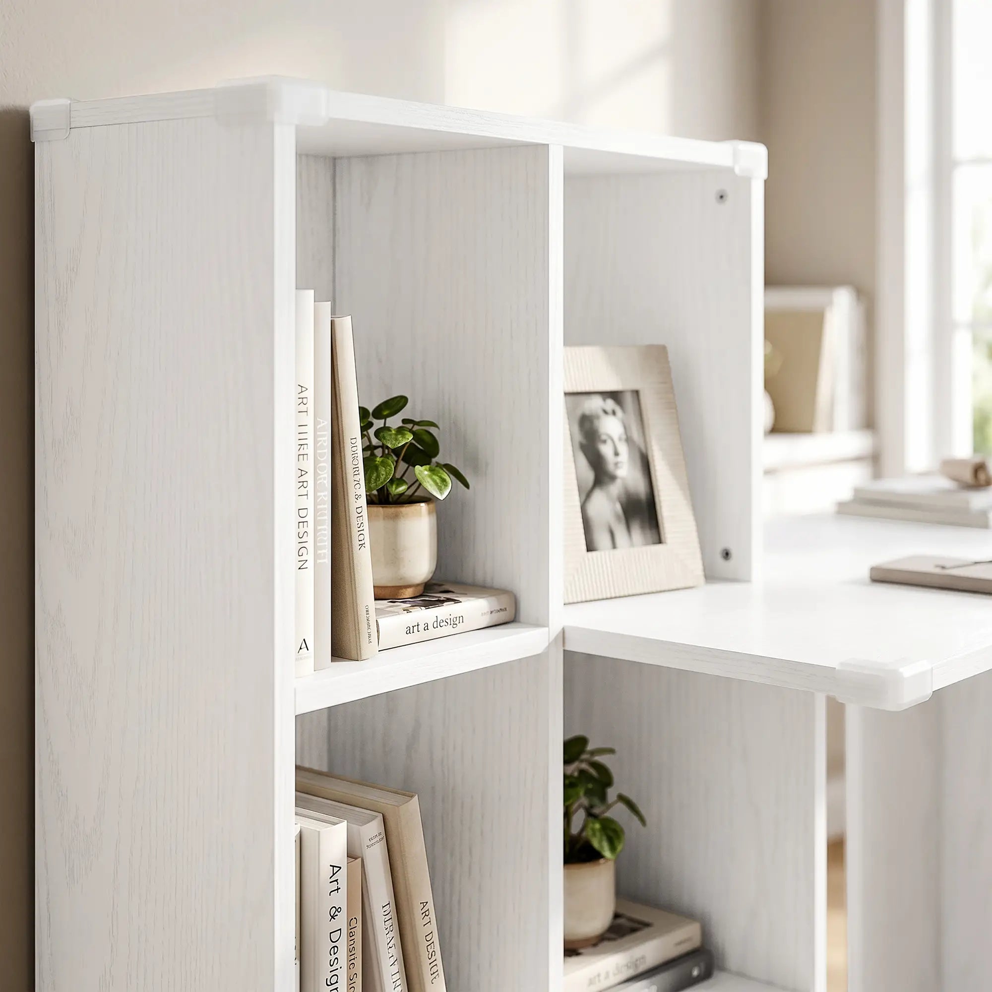 Computer Desk With Bookshelf And File Drawer, White Wood Grain, white Computer Desks at Gallery Canada