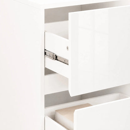 Modern Nightstand Set of 2, Narrow Bedside Table with 2 Drawers, White Bedside Tables at Gallery Canada