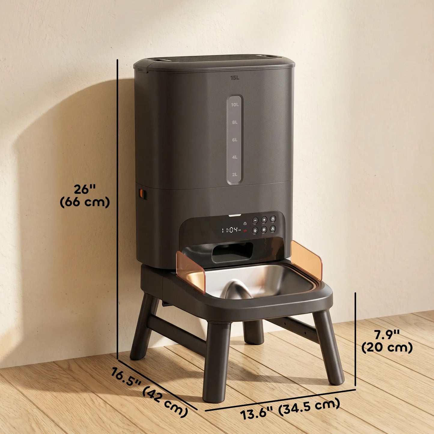 15L/63 Cups Anti-Clog Dog Feeder for Large Breeds
