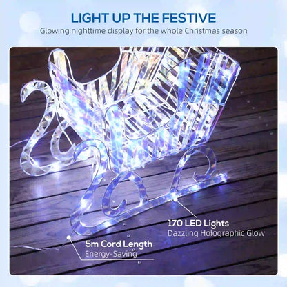 Lighted Christmas Reindeer with Sleigh, 170 LED Lights, Silver Christmas Deer Lights at Gallery Canada