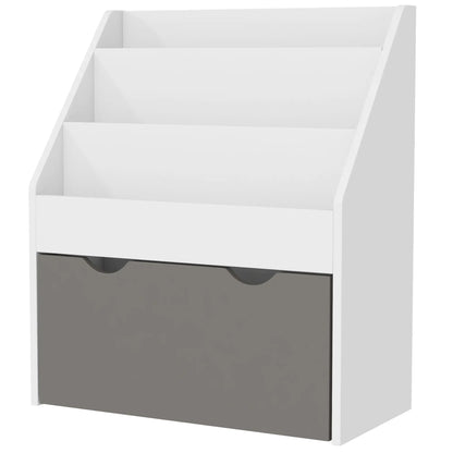 Kids Bookshelf, 3 Tier Display Shelves with Drawer, Grey Baby & Kids Storage Grey at Gallery Canada