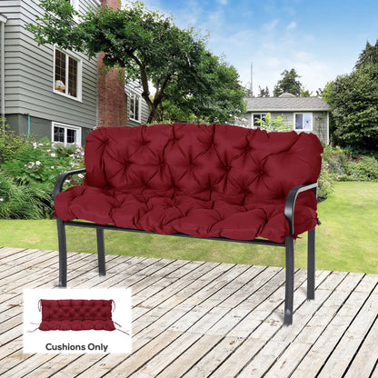 3 Seater Outdoor Swing Cushions With Backrest, Wine Red Patio Chair Cushions at Gallery Canada
