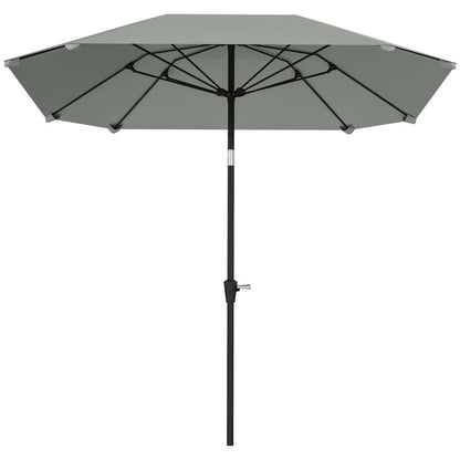 7.6FT Aluminum Patio Umbrella, 8 Ribs, Crank Tilt, Light Grey Sun Umbrellas Light Grey at Gallery Canada