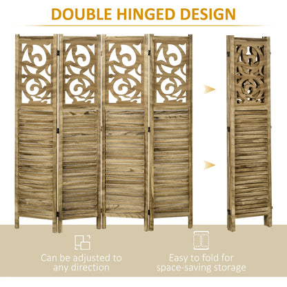 5.6 Ft Room Divider, 4 Panel Folding Privacy Screen, Brown Room Dividers at Gallery Canada