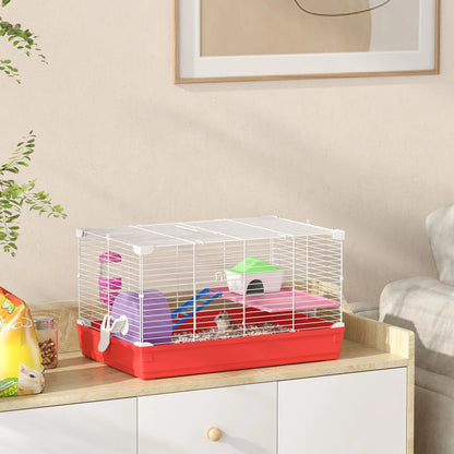 18.5'' Hamster Cage, Exercise Wheel, Water Bottle, 2 Storey, Red Hamster Cages at Gallery Canada