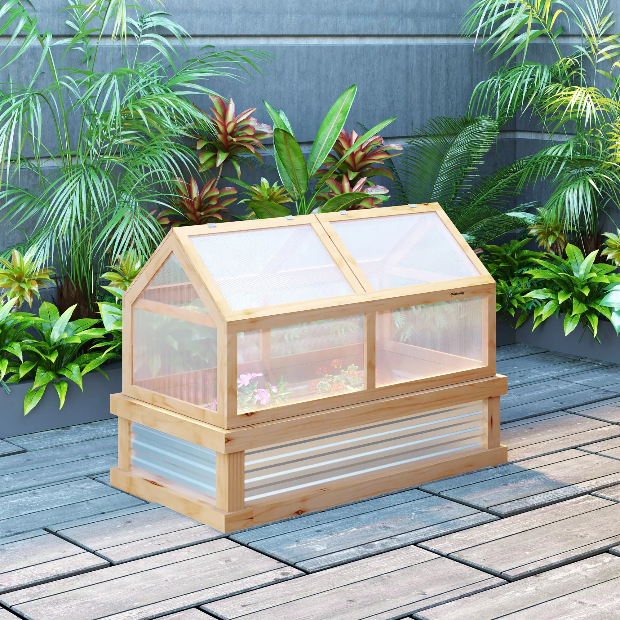 Raised Garden Bed Kit, Greenhouse Wooden Planter, 48