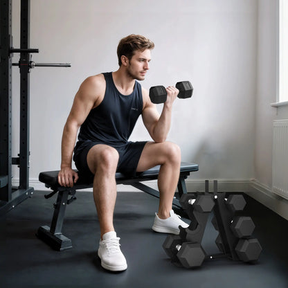 60 LBS Hex Dumbbell Set with Rack, Non-Slip Handles, Rubber Coated Dumbbells & Barbells at Gallery Canada