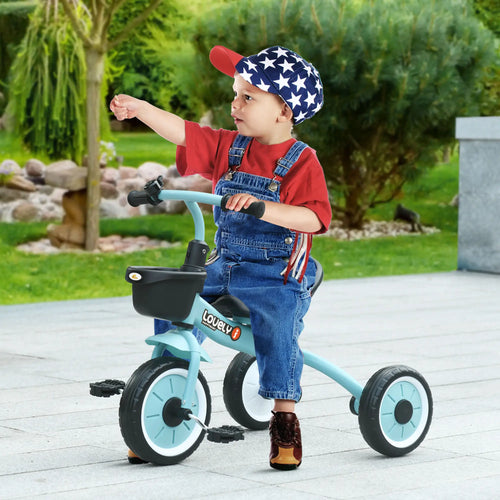 Toddler Tricycle for 2-5 Year Olds, Adjustable Seat, Basket, Bell, Blue
