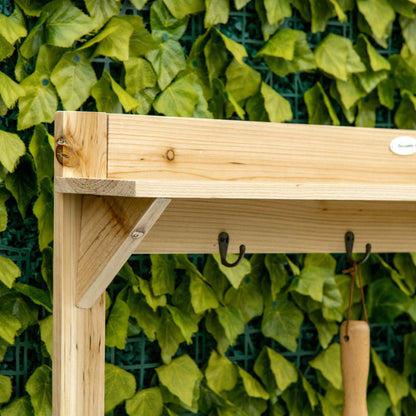 Wooden Potting Bench, Galvanized Metal Tabletop, Storage Shelves, Hooks Potting Benches & Tables at Gallery Canada