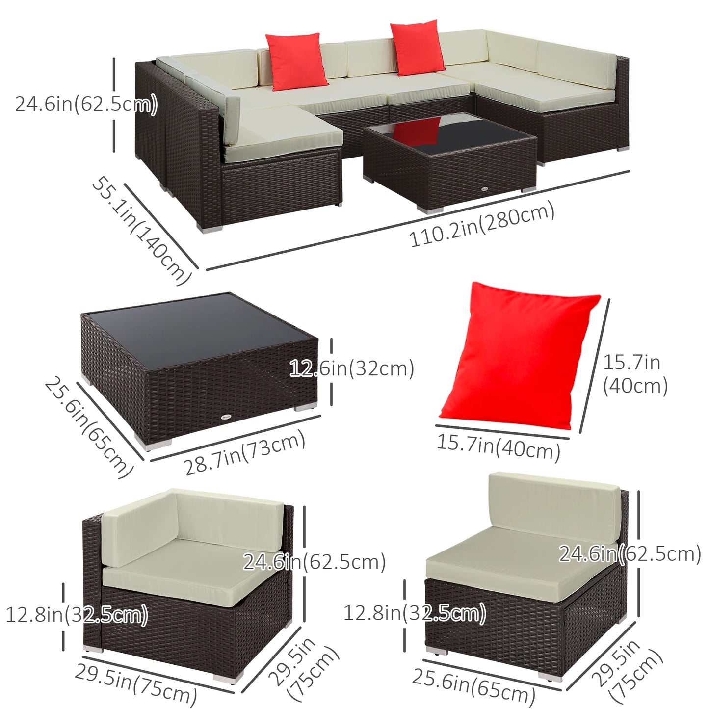 7-Piece Outdoor Wicker Sectional Sofa, Beige, Dark Brown Patio Furniture Sets at Gallery Canada