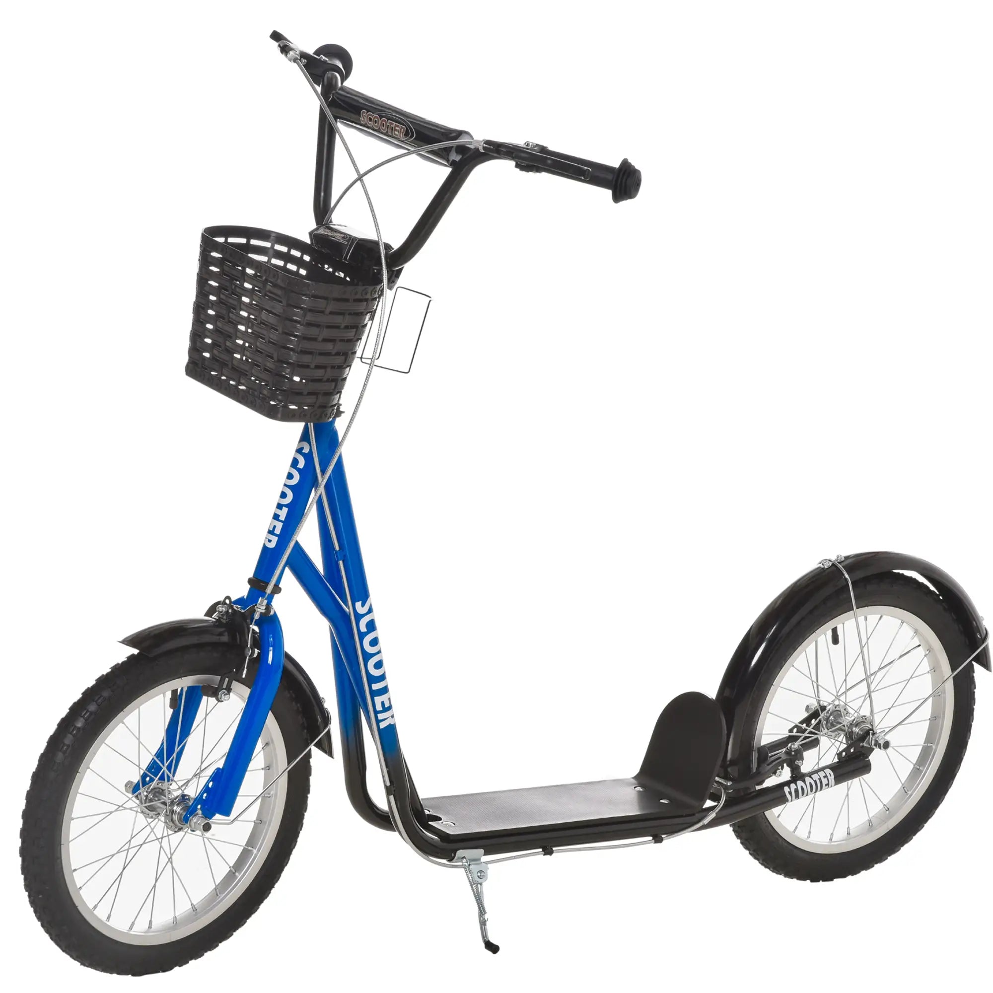 Kids Kick Scooter, Adjustable Handlebar, 2 Brakes, Basket, Cupholder, 16