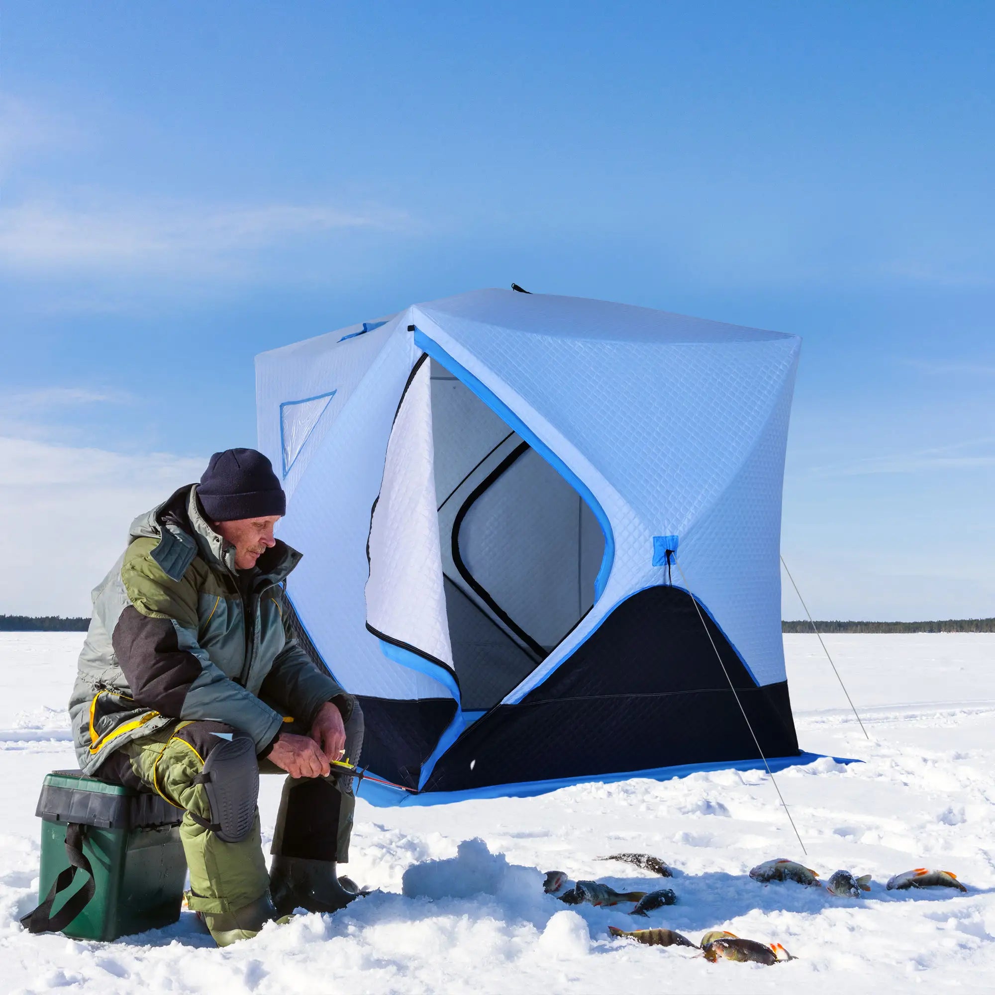 4-Person Pop-Up Ice Fishing Tent, Insulated Shelter, Ventilation Windows, Double Doors, Carry Bag, -22℉ Ice Fishing Tents at Gallery Canada