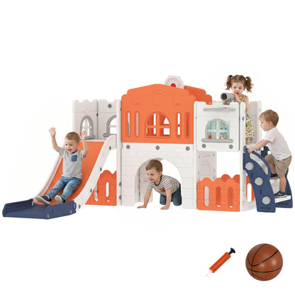 7 In 1 Toddler Slide, Basketball Hoop, Climber, Orange Gym Sets & Swings at Gallery Canada