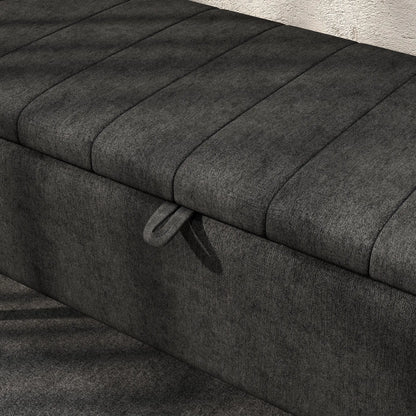 40" Ottoman with Storage, Linen Upholstered Bench, Dark Grey Storage Ottomans & Benches at Gallery Canada