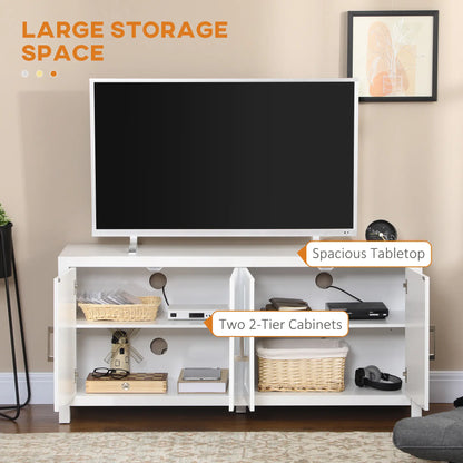 Barn Door Sideboard Cabinet, TV Stand for 65", 4 Cable Holes, White Bar Cabinets at Gallery Canada