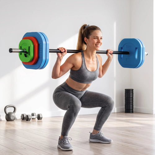 66lbs Adjustable Barbell Weight Set, Barbell Bar, Weight Plates