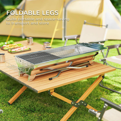Portable Charcoal Grill, Stainless Steel, Folding With Shelf Charcoal BBQ Grils at Gallery Canada